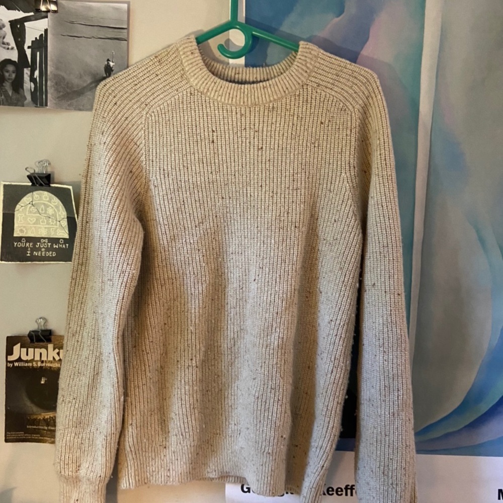 Land’s End ribbed fisherman sweater oatmeal fleck